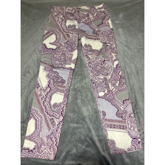 Chico's Pants - Chicos Womens Size US 10R Chico Size 1.5R White Purple Paisley Pants Jeggings